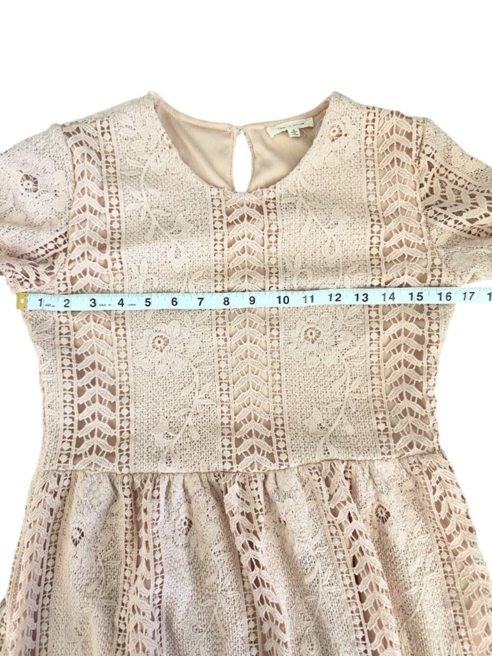 Tea & Rose Lace Dress Blush Pink Boho Cottage Small - Picture 5 of 10